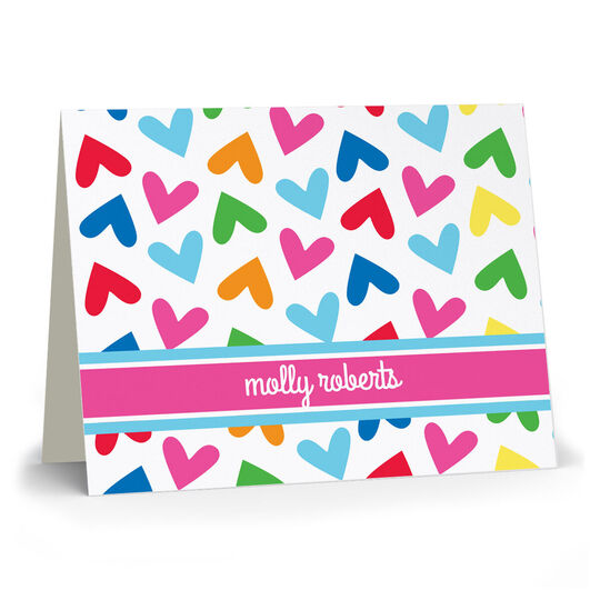 Rainbow Hearts Folded Note Cards